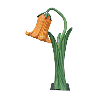 Flower In Metal Plate (Orange)