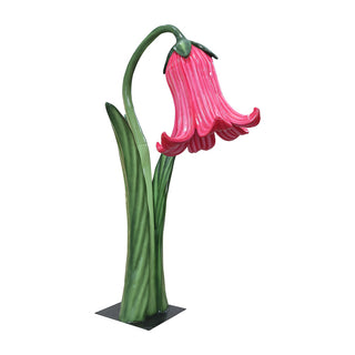 Flower In Metal Plate (Pink)