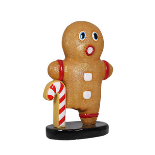 One Leg Gingerbread Holding Candy Cane