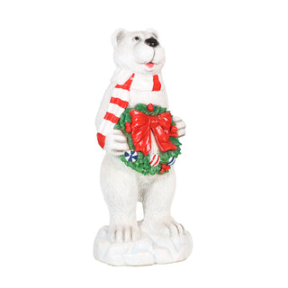 Polar Bear with Wreath 3.5ft